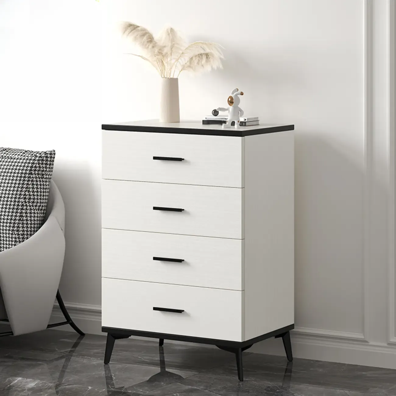 Modern White Wooden Gold Accent Storage Cabinet for Parlor Image - 11