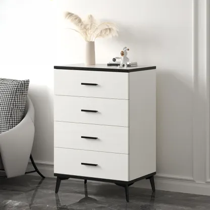 Modern White Wooden Gold Accent Storage Cabinet for Parlor Image - 11