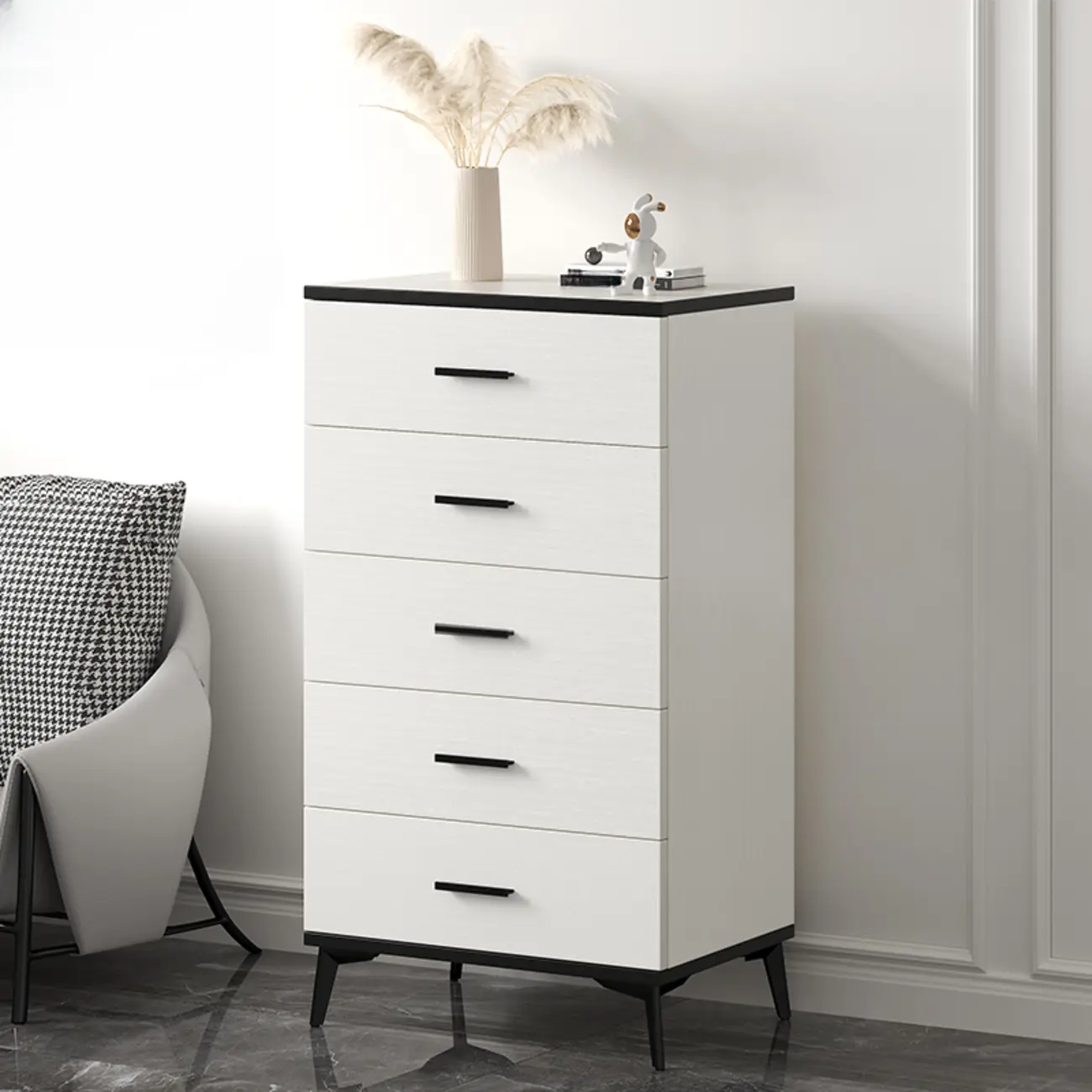 Modern White Wooden Gold Accent Storage Cabinet for Parlor Image - 14 | homeyfad