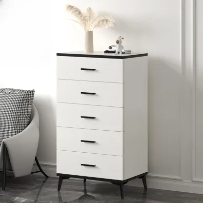 Modern White Wooden Gold Accent Storage Cabinet for Parlor Image - 14
