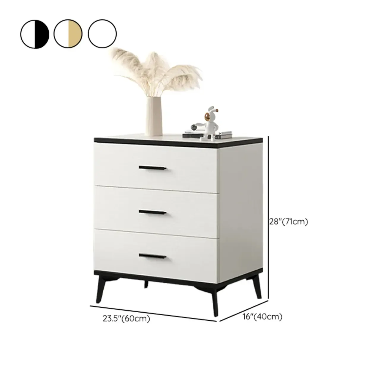 Modern White Wooden Gold Accent Storage Cabinet for Parlor #size