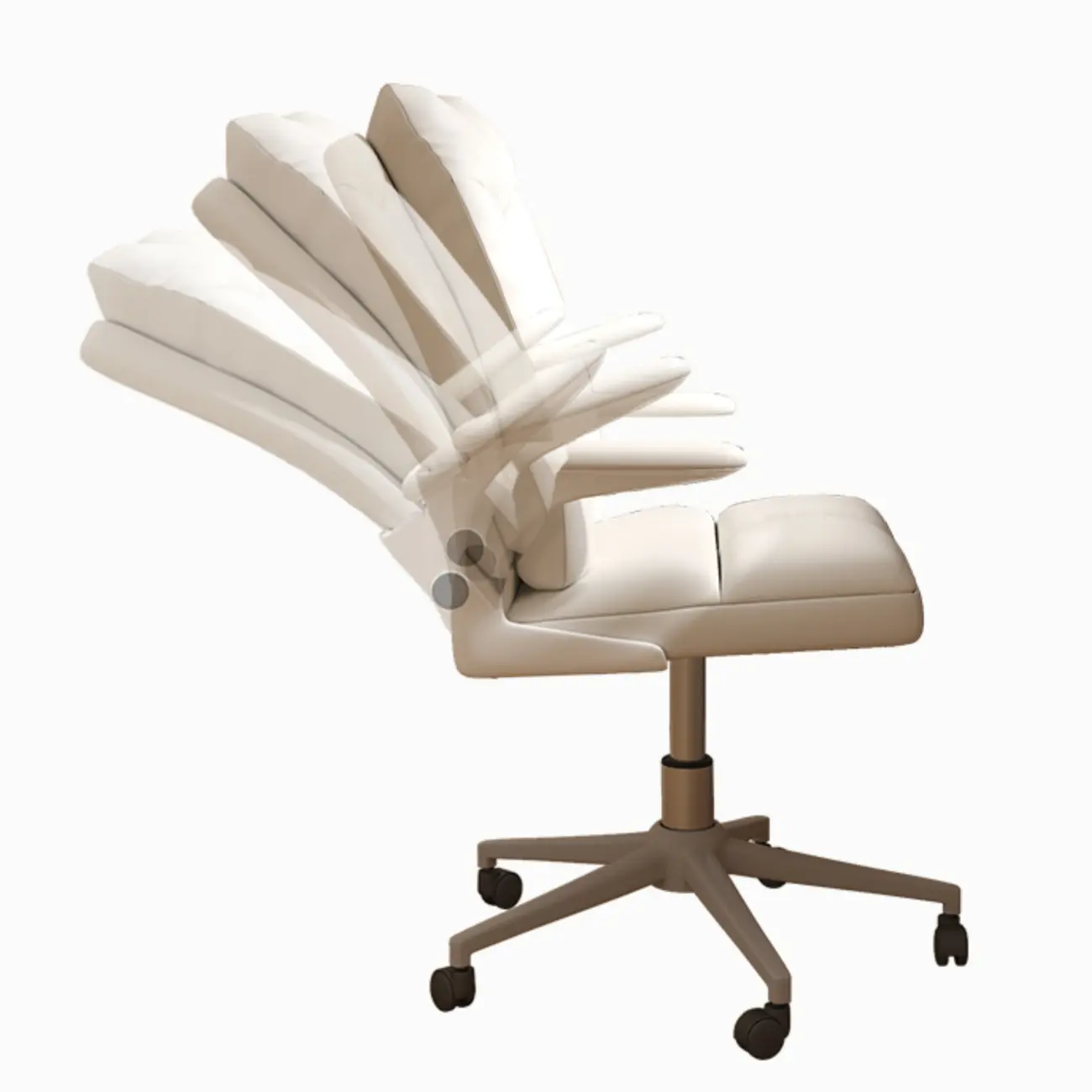 Modern White Fabric Upholstered Adjustable Swivel Office Chair Image - 5 | homeyfad