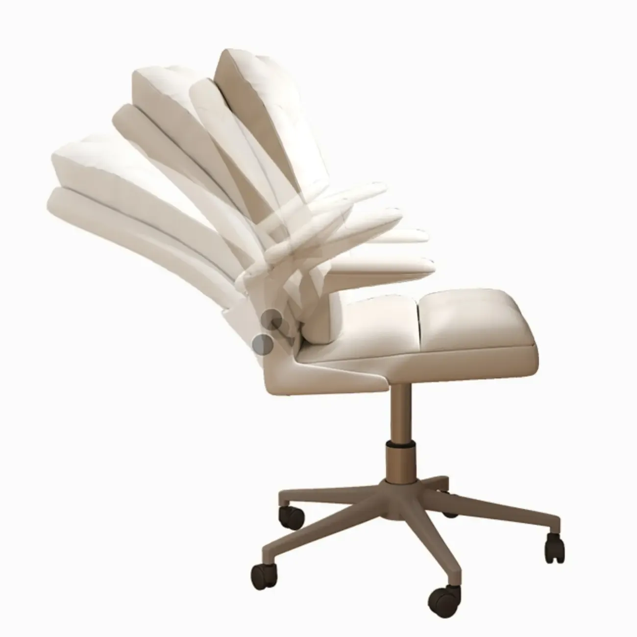 Modern White Fabric Upholstered Adjustable Swivel Office Chair Image - 5