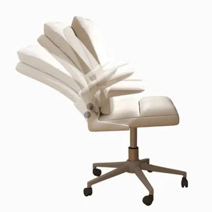 Modern White Fabric Upholstered Adjustable Swivel Office Chair Image - 5