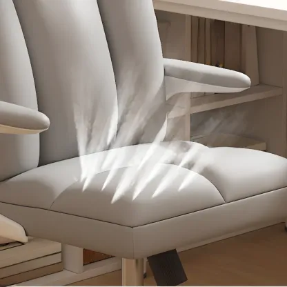 Modern White Fabric Upholstered Adjustable Swivel Office Chair Image - 8