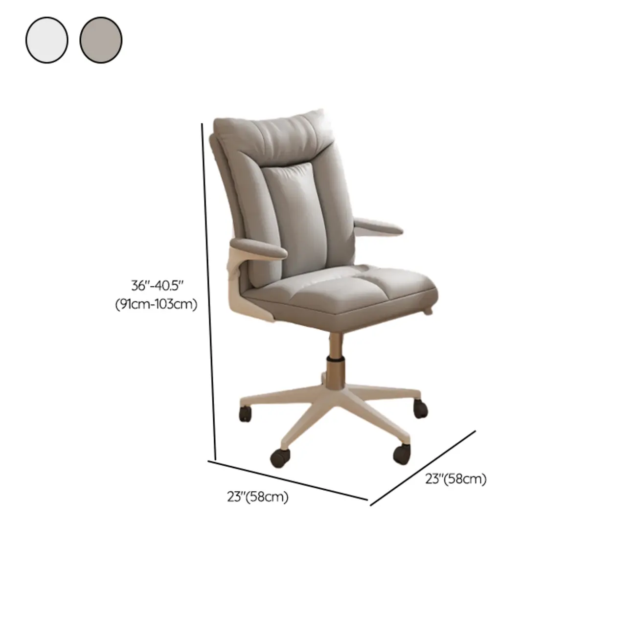 Modern White Fabric Upholstered Adjustable Swivel Office Chair #size | homeyfad