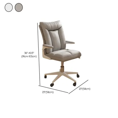 Modern White Fabric Upholstered Adjustable Swivel Office Chair #size