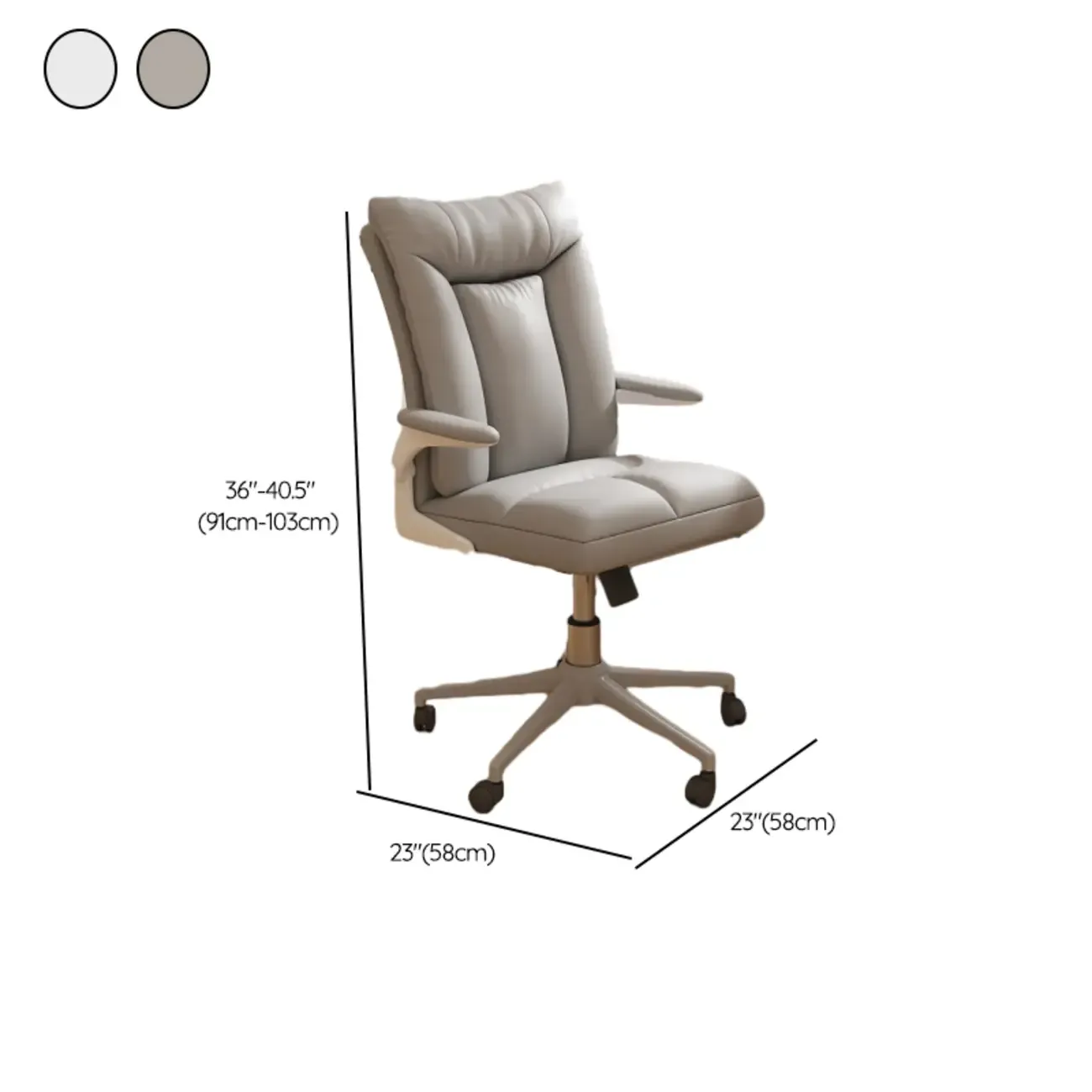 Modern White Fabric Upholstered Adjustable Swivel Office Chair Image - 12