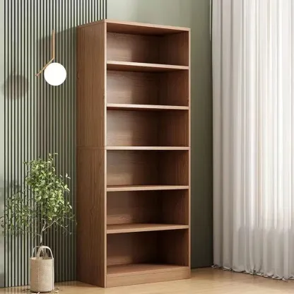 Modern Multi-Layer Brown Lumber Closed Back Bookcase Image - 1