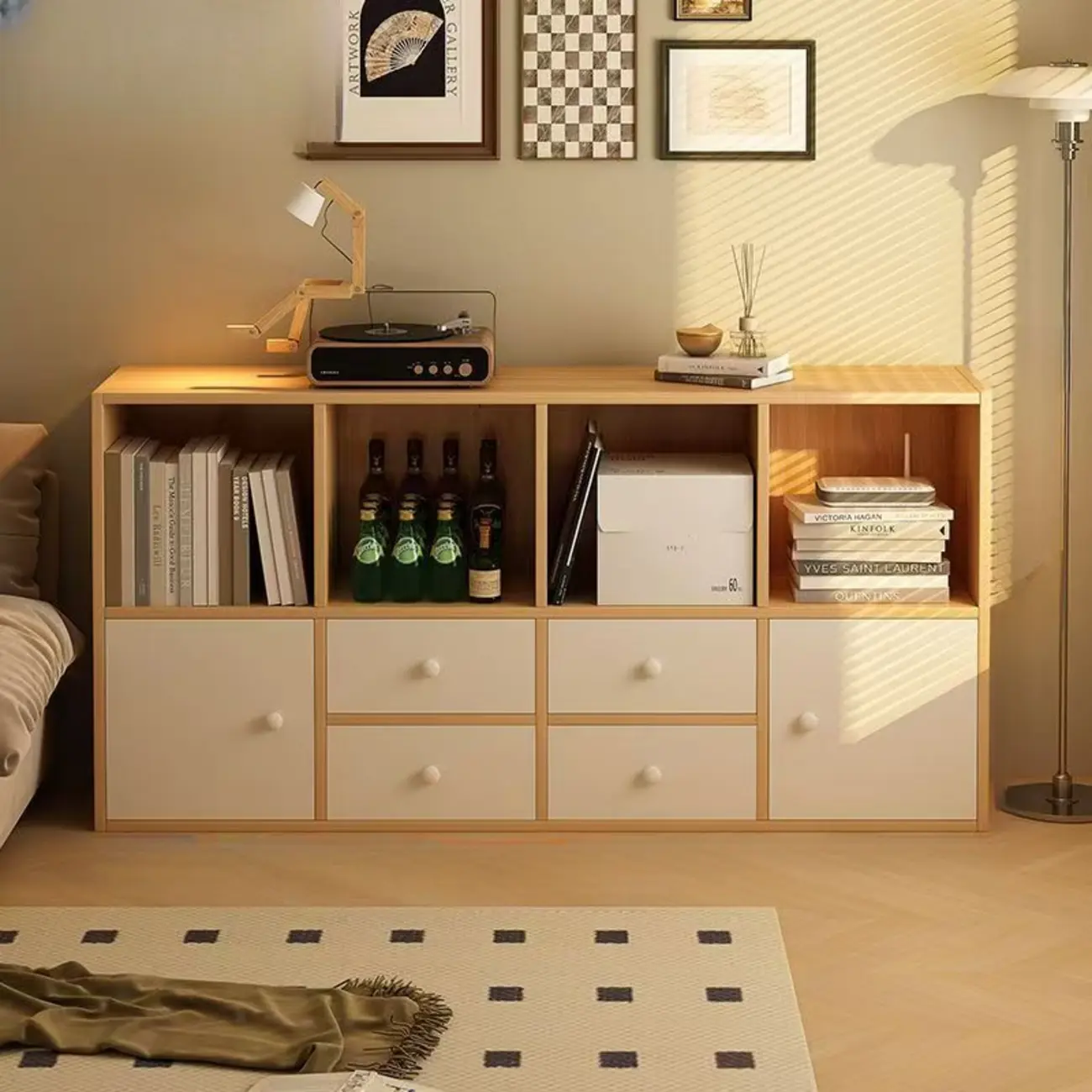 Modern Multi-Layer Brown Lumber Closed Back Bookcase Image - 6 | homeyfad