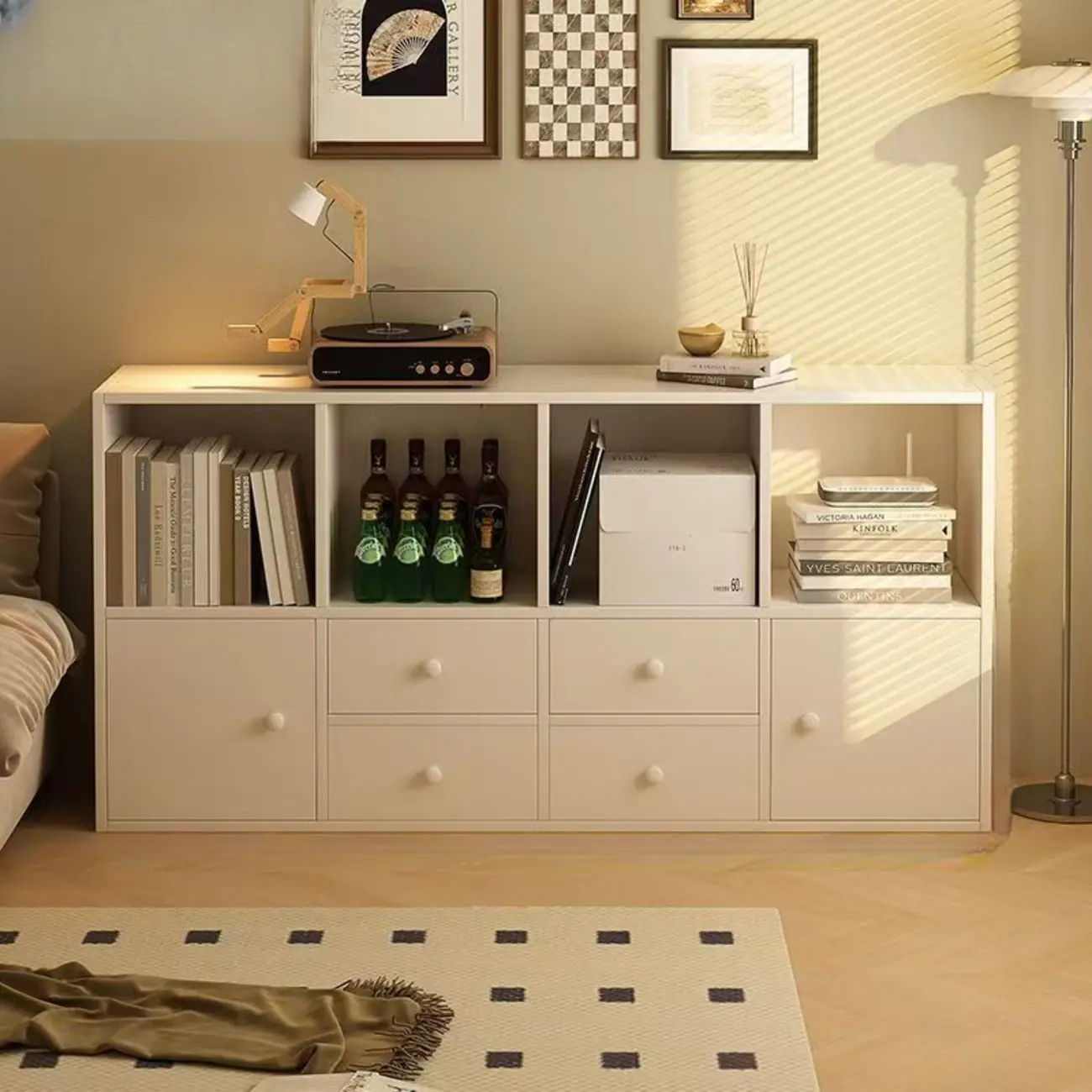 Modern Multi-Layer Brown Lumber Closed Back Bookcase Image - 7 | homeyfad