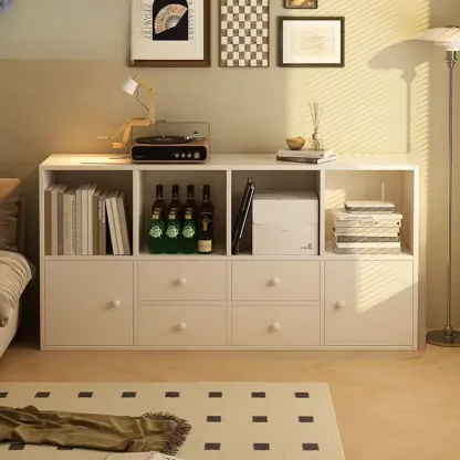 Modern Multi-Layer Brown Lumber Closed Back Bookcase Image - 7