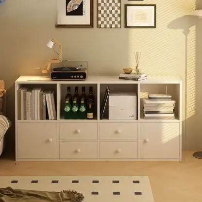 Modern Multi-Layer Brown Lumber Closed Back Bookcase Image - 11