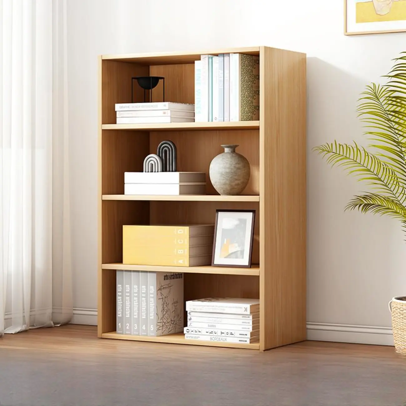 Modern Multi-Layer Brown Lumber Closed Back Bookcase Image - 13 | homeyfad