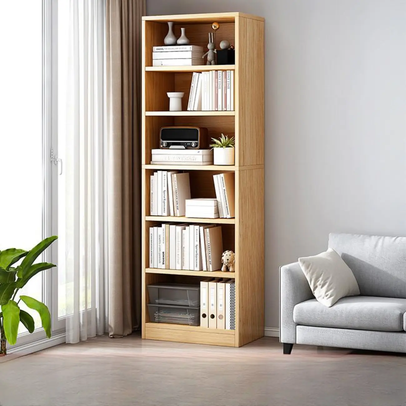 Modern Multi-Layer Brown Lumber Closed Back Bookcase Image - 22 | homeyfad