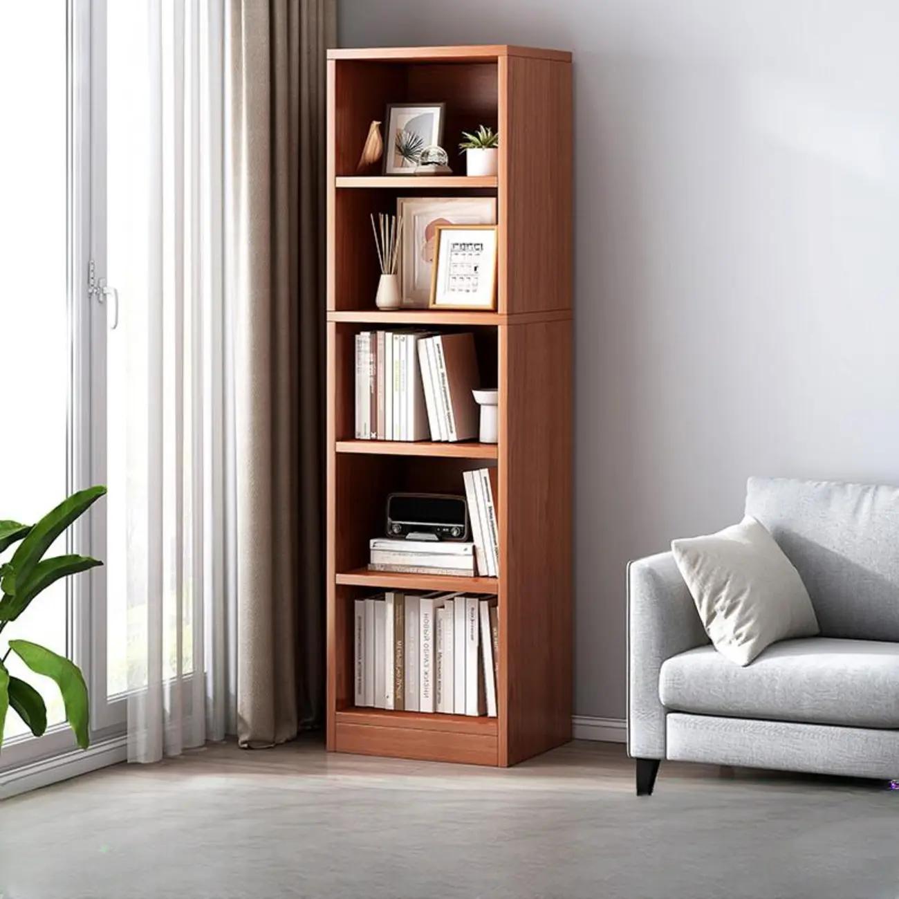 Modern Multi-Layer Brown Lumber Closed Back Bookcase Image - 23 | homeyfad