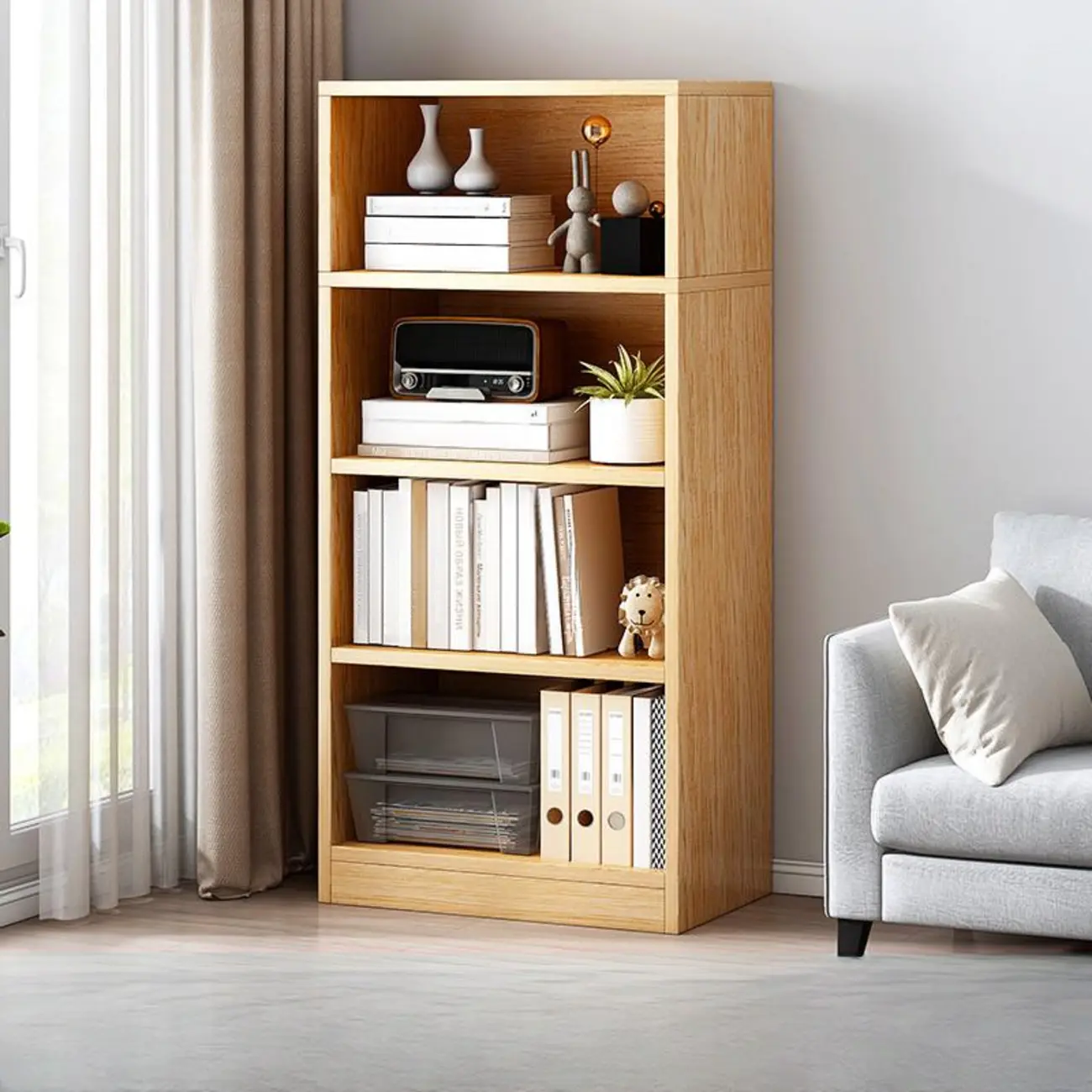 Modern Multi-Layer Brown Lumber Closed Back Bookcase Image - 26 | homeyfad