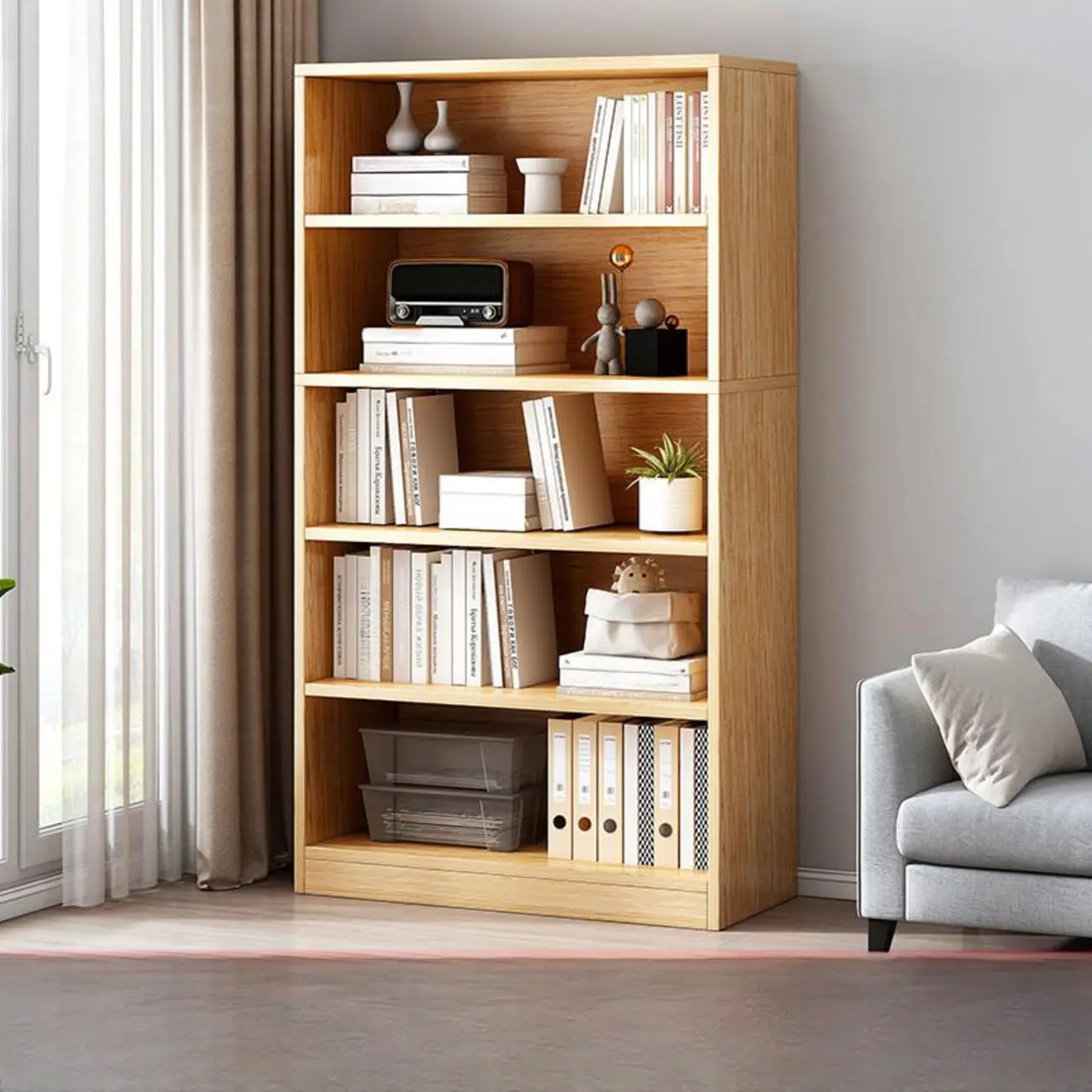 Modern Multi-Layer Brown Lumber Closed Back Bookcase Image - 28 | homeyfad