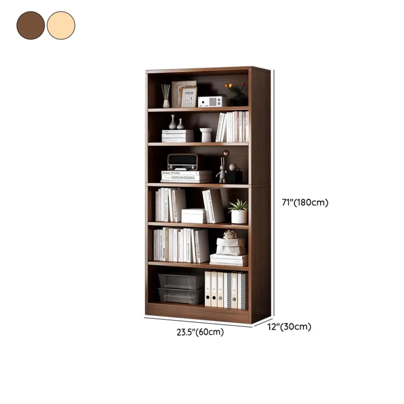 Modern Multi-Layer Brown Lumber Closed Back Bookcase #size | homeyfad