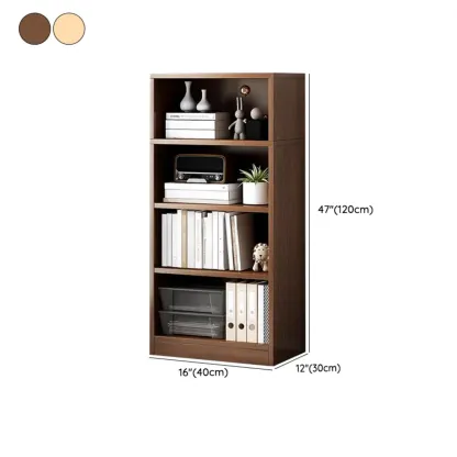 Modern Multi-Layer Brown Lumber Closed Back Bookcase Image - 35