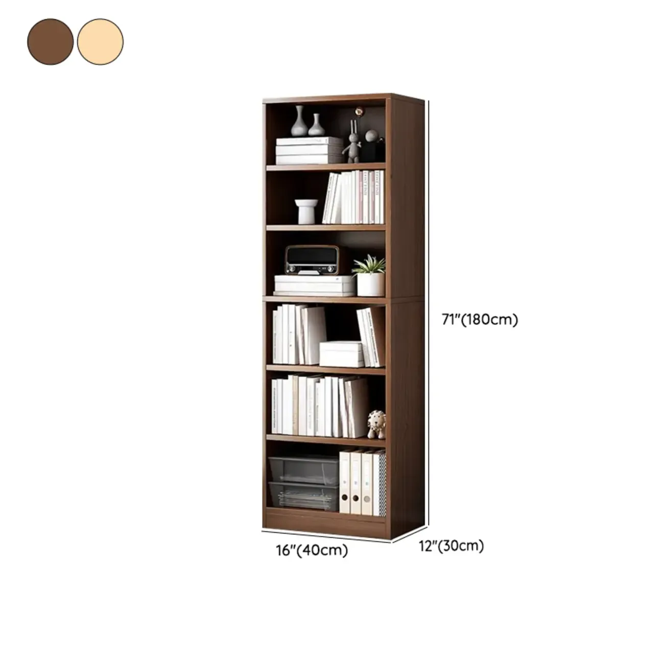 Modern Multi-Layer Brown Lumber Closed Back Bookcase Image - 39