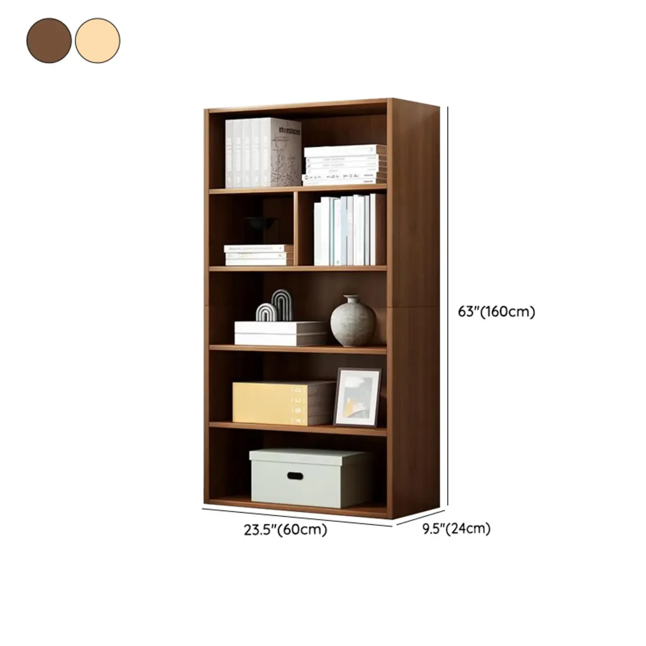 Modern Multi-Layer Brown Lumber Closed Back Bookcase Image - 40