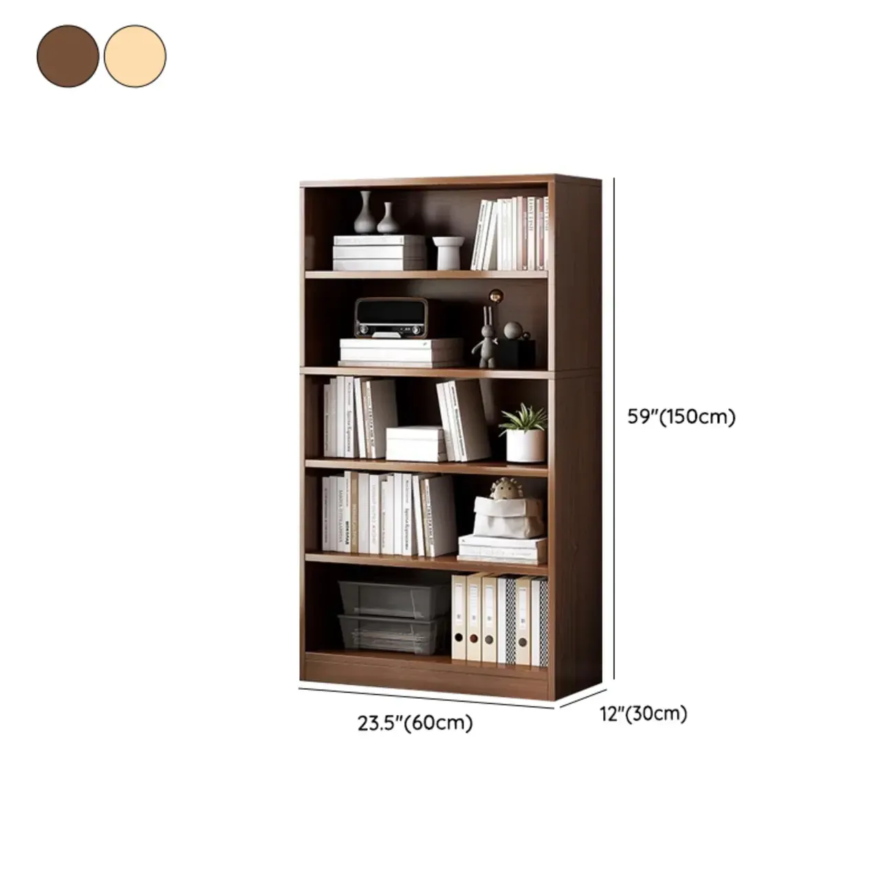 Modern Multi-Layer Brown Lumber Closed Back Bookcase Image - 41