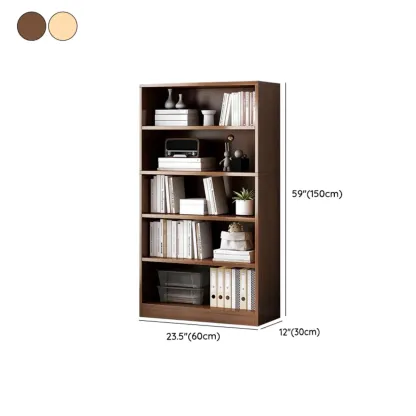 Modern Multi-Layer Brown Lumber Closed Back Bookcase Image - 41