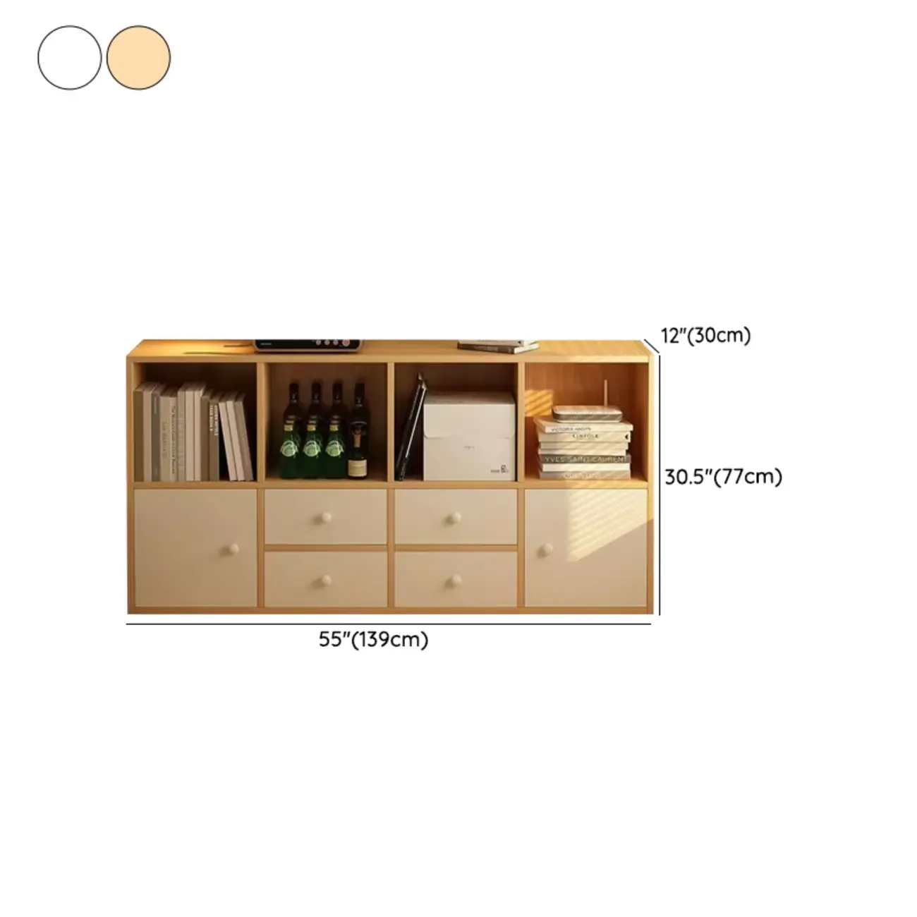 Modern Multi-Layer Brown Lumber Closed Back Bookcase Image - 45