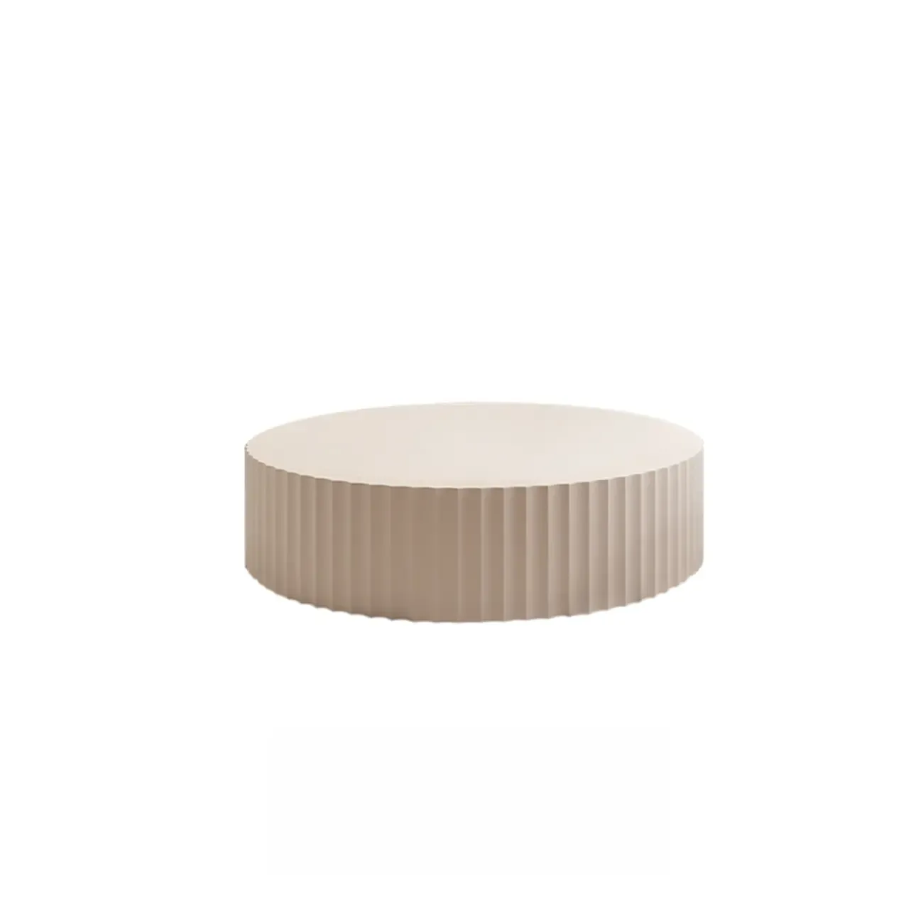 Sleek White Wooden Round Drum Coffee Table Image - 6
