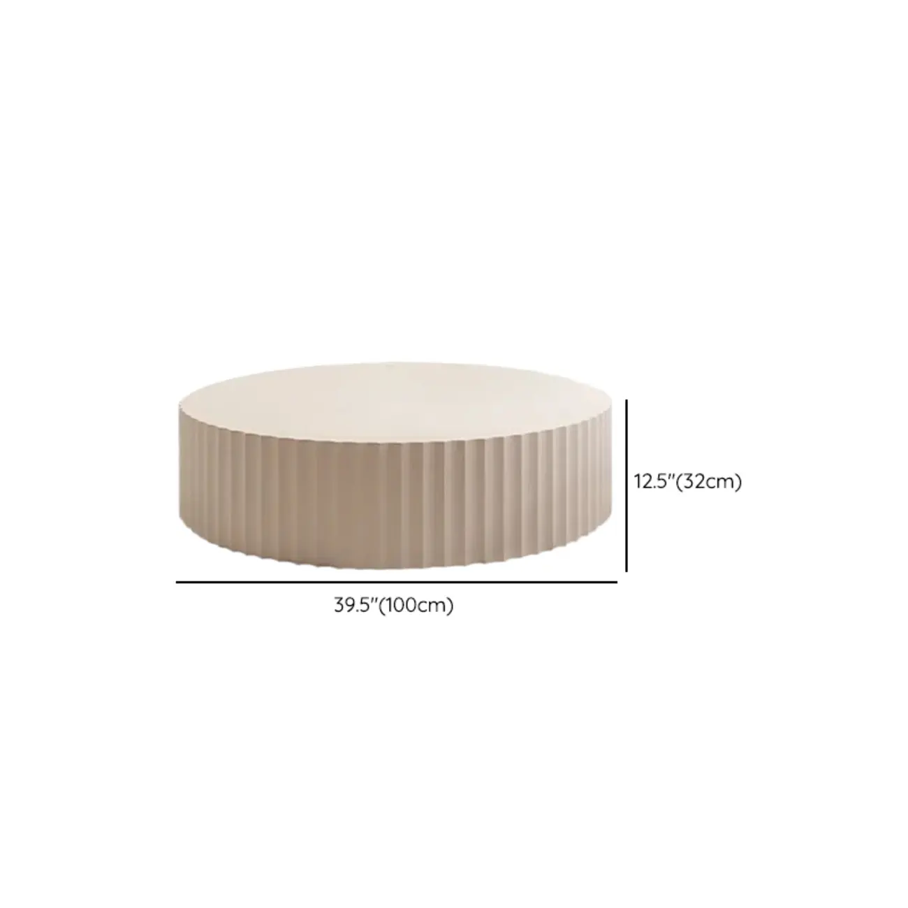 Sleek White Wooden Round Drum Coffee Table #size