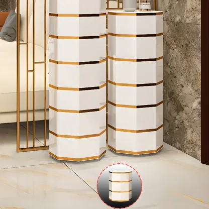 Rotating Glam White Metal Hexagon Entryway Shoe Cabinet Image - 15