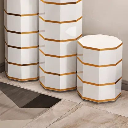 Rotating Glam White Metal Hexagon Entryway Shoe Cabinet Image - 18
