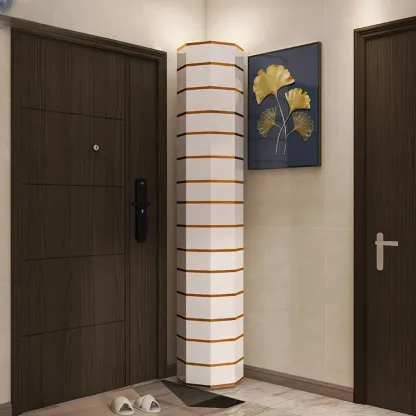 Rotating Glam White Metal Hexagon Entryway Shoe Cabinet Image - 19