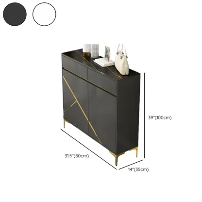 Trendy Gray Wood Shoe Cabinet with Drawers & Display Top #size