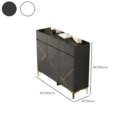 Trendy Gray Wood Shoe Cabinet with Drawers & Display Top Image - 15