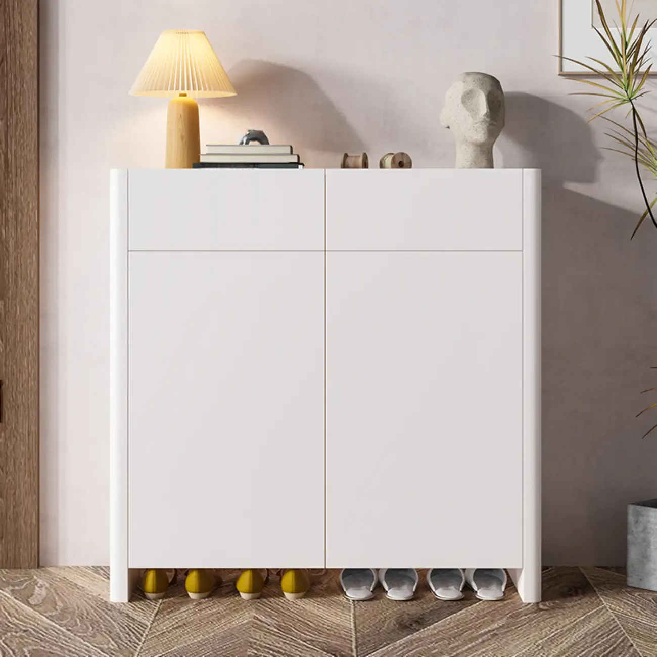 Minimalist Wood Adjustable Multi-Layer Entryway Shoe Cabinet Image - 1