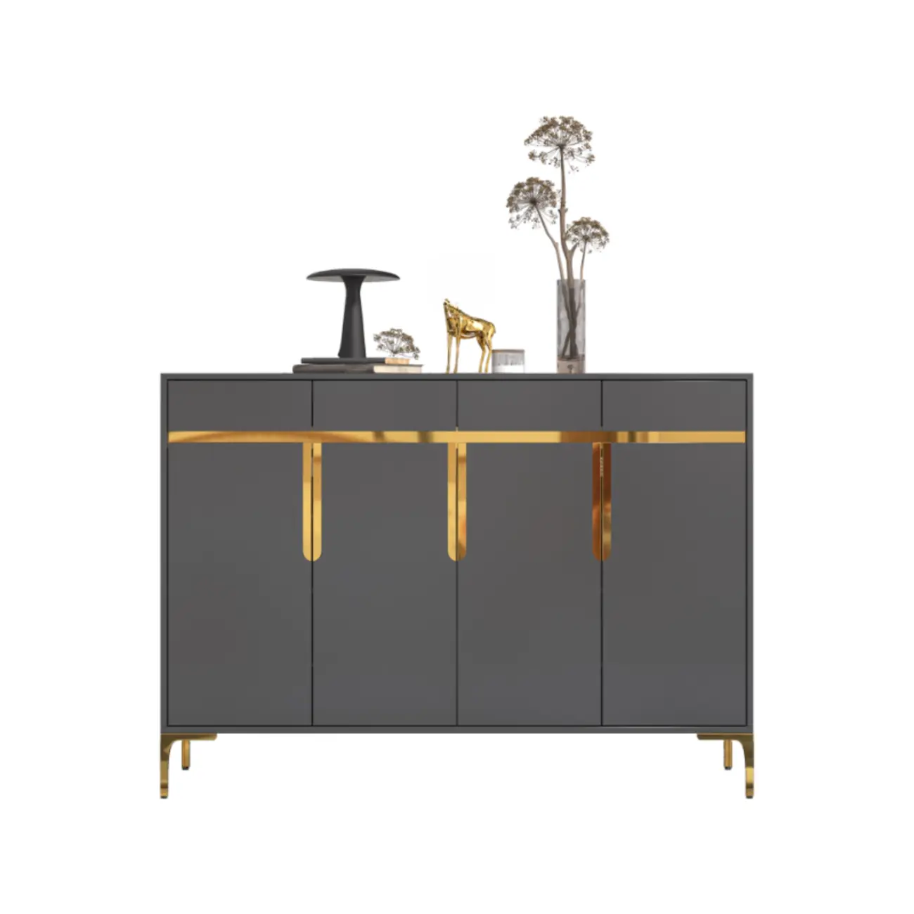 Entryway Wood Large Shoe Cabinet with Gold Accents Image - 10 | homeyfad