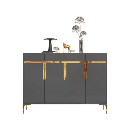 Entryway Wood Large Shoe Cabinet with Gold Accents Image - 10