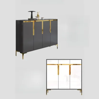 Entryway Wood Large Shoe Cabinet with Gold Accents Image - 13