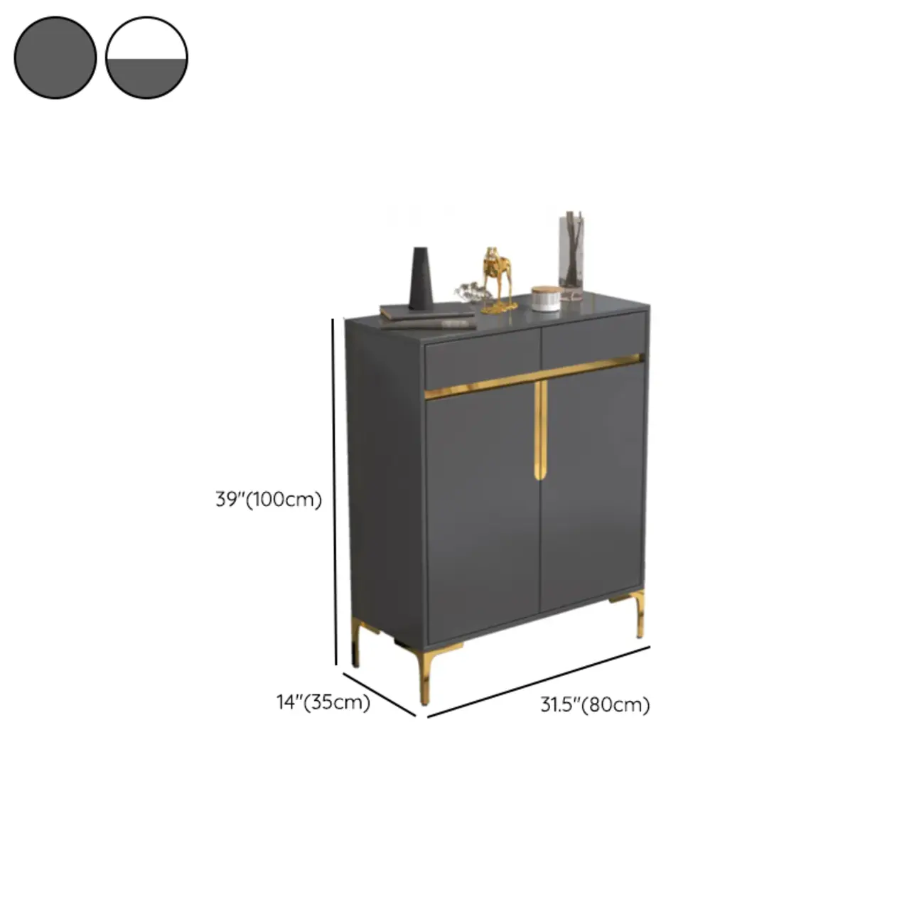 Entryway Wood Large Shoe Cabinet with Gold Accents Image - 21 | homeyfad