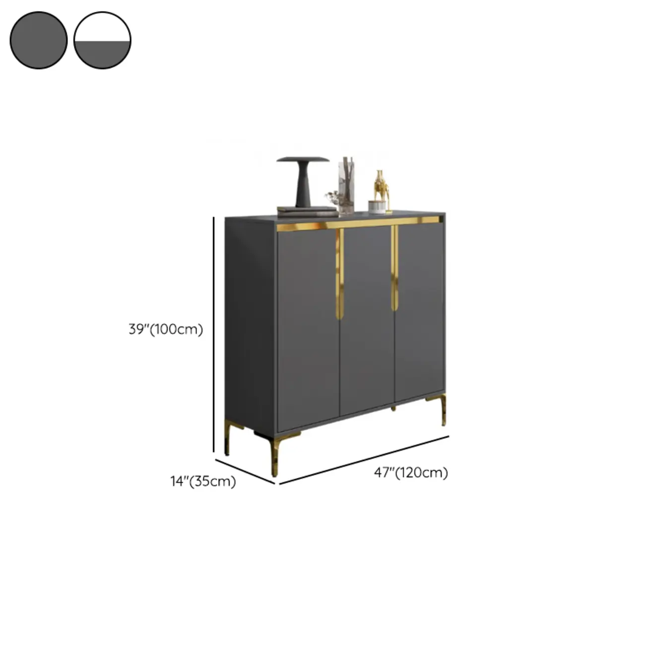 Entryway Wood Large Shoe Cabinet with Gold Accents Image - 24 | homeyfad