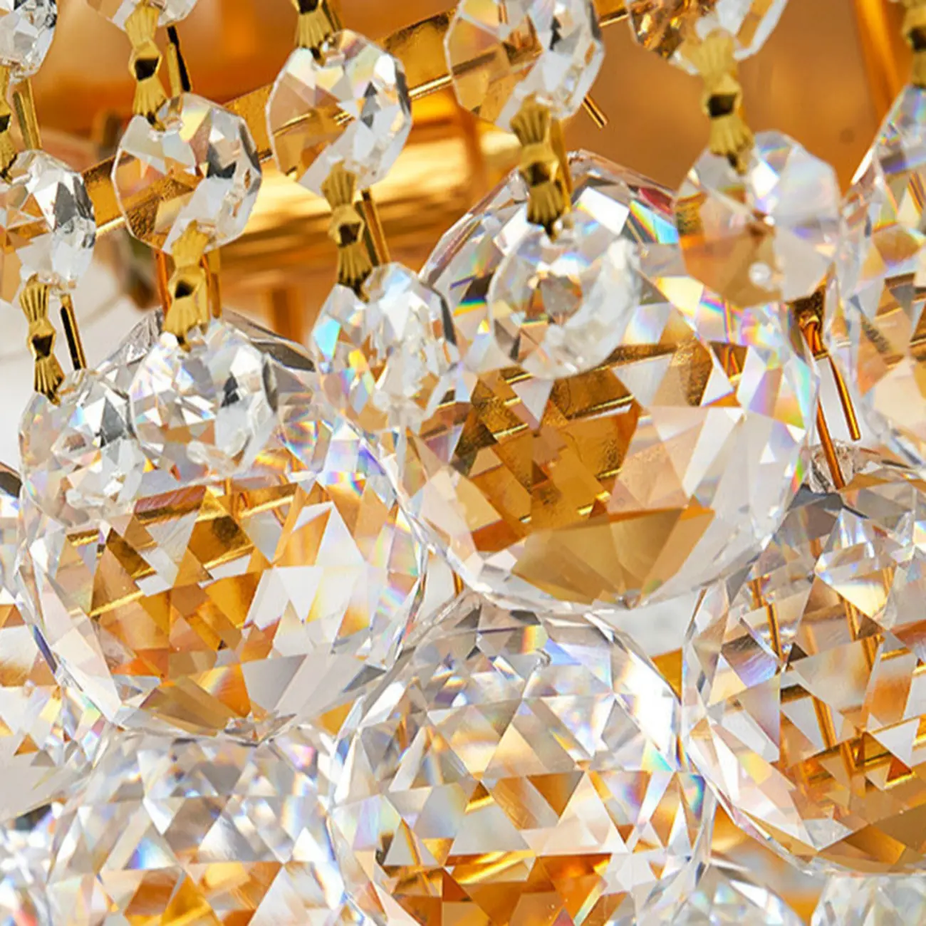 Gold Luxury Crystalline Crystal Tiered Large Chandelier Image - 6 | homeyfad