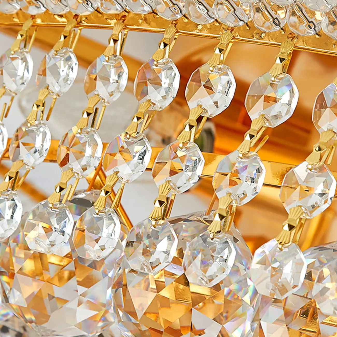 Gold Luxury Crystalline Crystal Tiered Large Chandelier Image - 7 | homeyfad