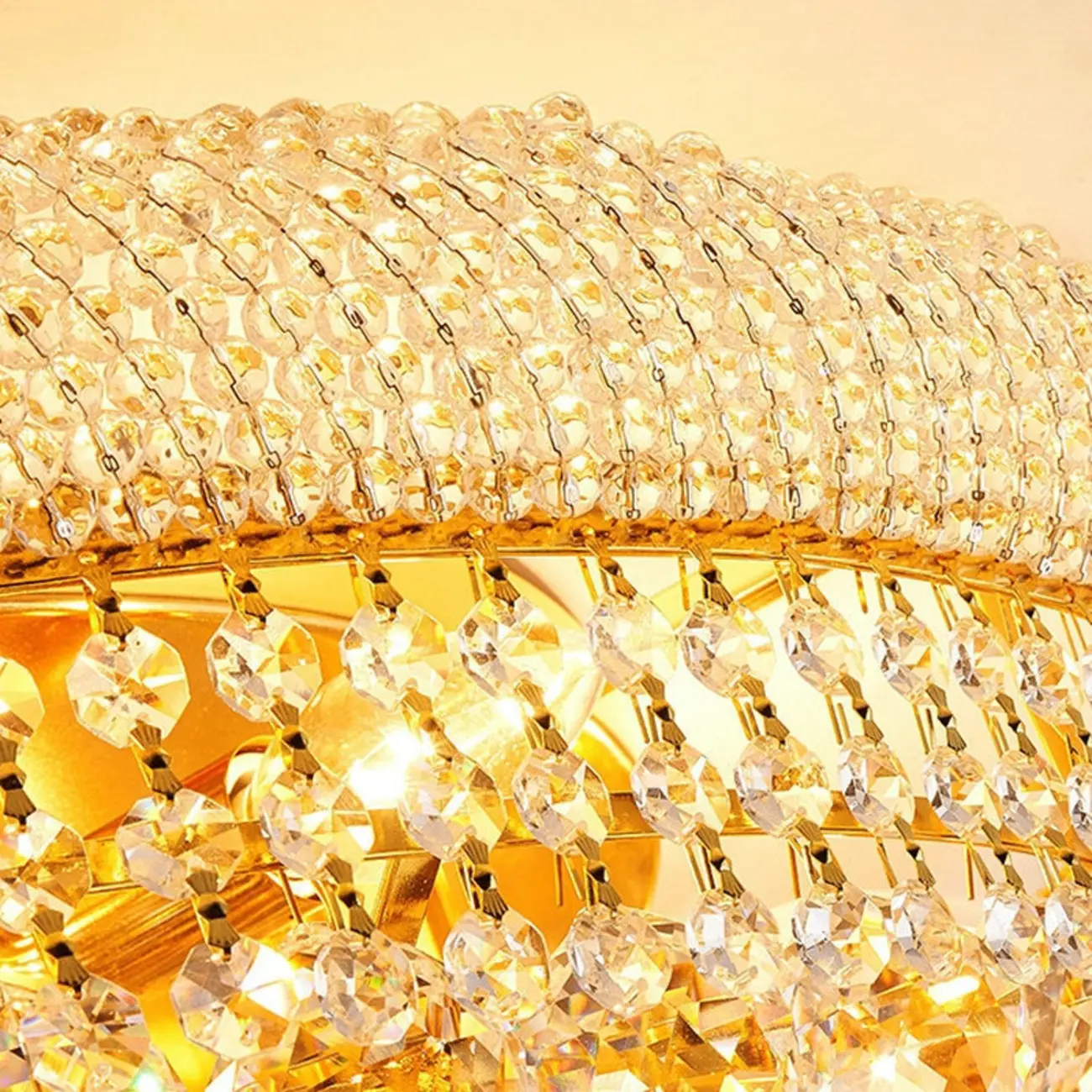 Gold Luxury Crystalline Crystal Tiered Large Chandelier Image - 8 | homeyfad