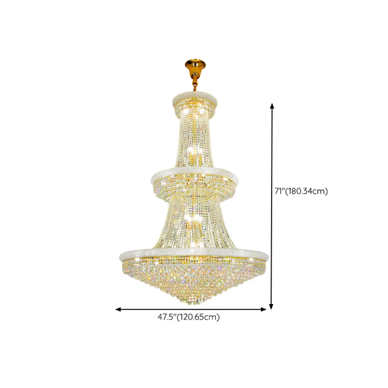 Gold Luxury Crystalline Crystal Tiered Large Chandelier #size | homeyfad