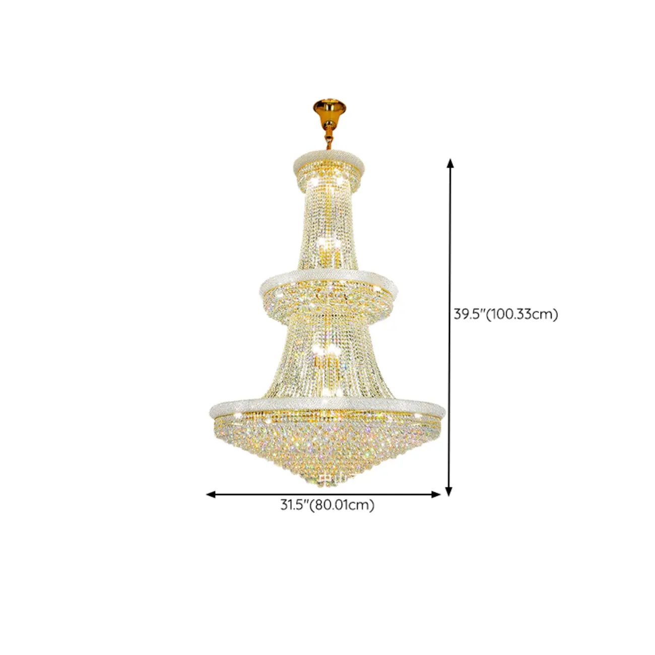 Gold Luxury Crystalline Crystal Tiered Large Chandelier Image - 10 | homeyfad