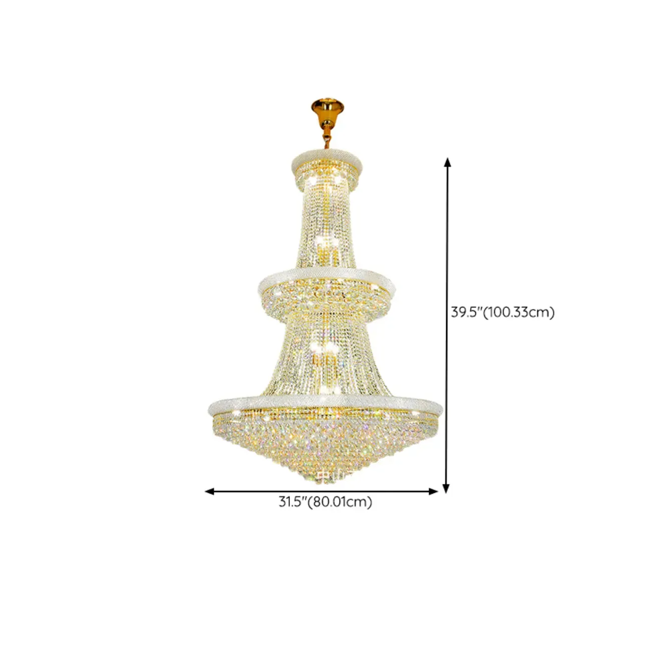 Gold Luxury Crystalline Crystal Tiered Large Chandelier Image - 10