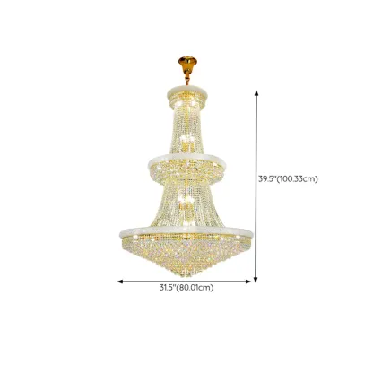 Gold Luxury Crystalline Crystal Tiered Large Chandelier Image - 10