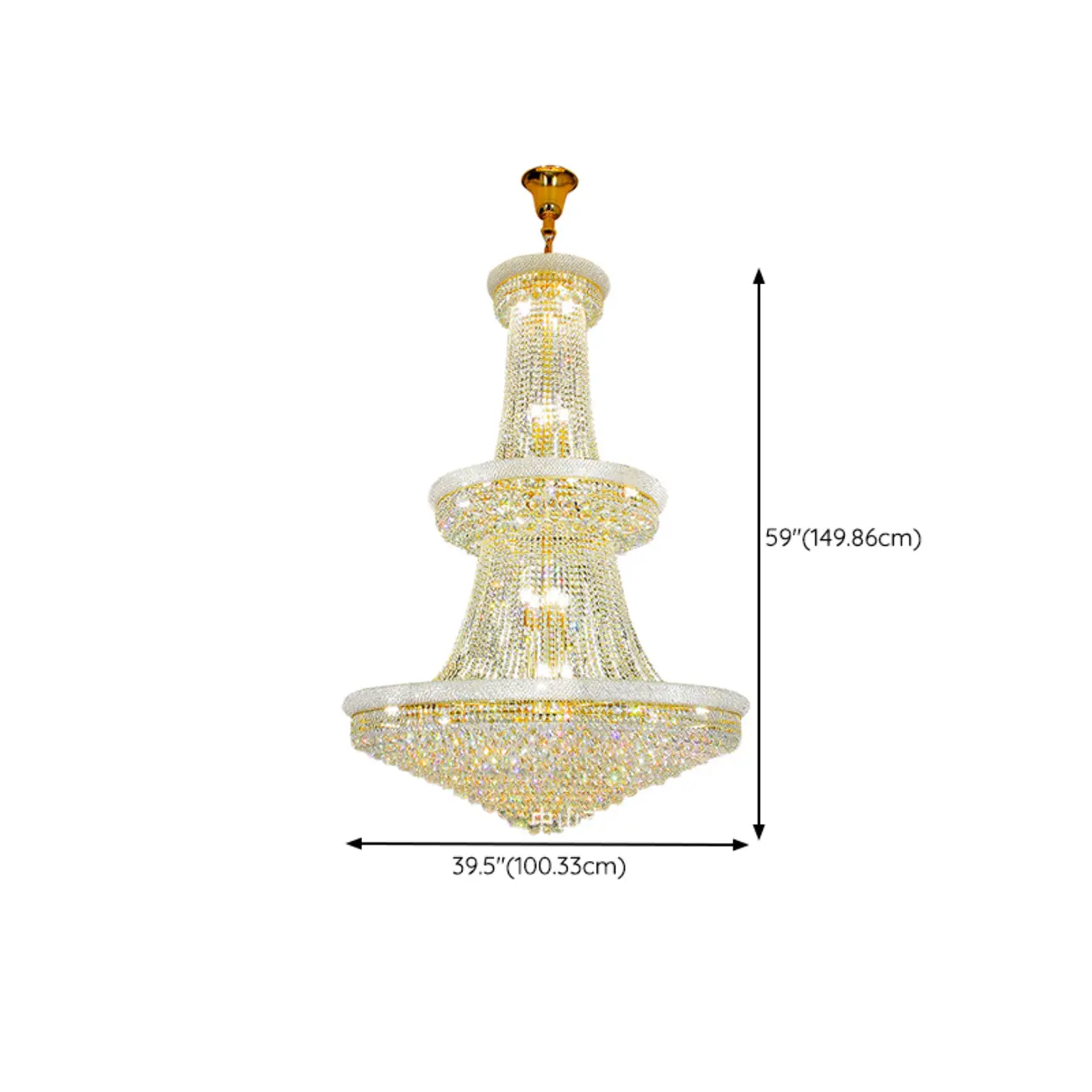 Gold Luxury Crystalline Crystal Tiered Large Chandelier Image - 11 | homeyfad